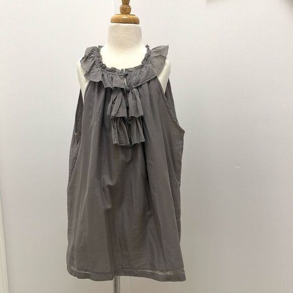 Tops - J. Crew 100% silk layered lined ruffle sleeveless gray size medium